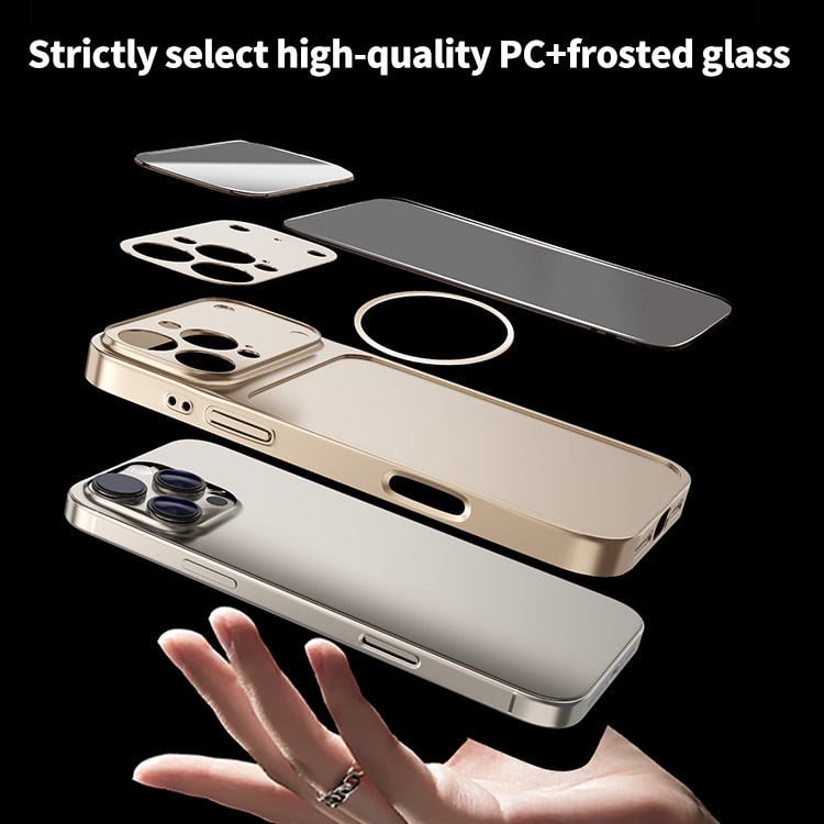 Suitable for iPhone magnetic electroplated frosted glass large window lens film protective case