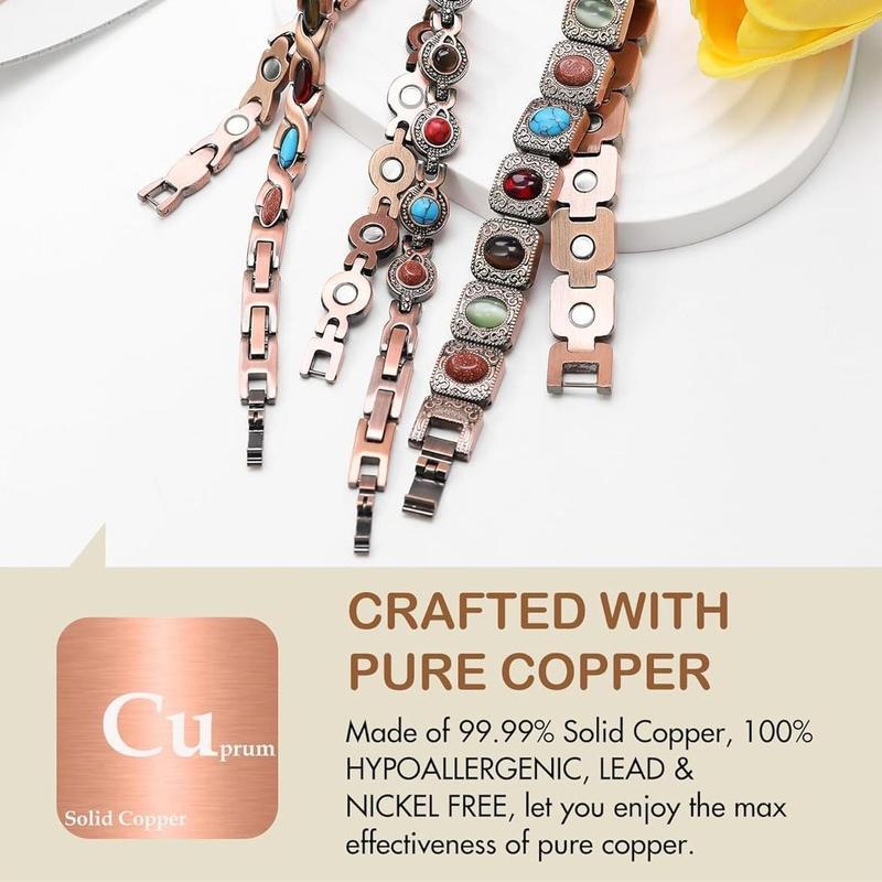 Diystar® Magnetic Copper Bracelet – Pure Solid Copper with 3800 Gauss Powerful Magnets