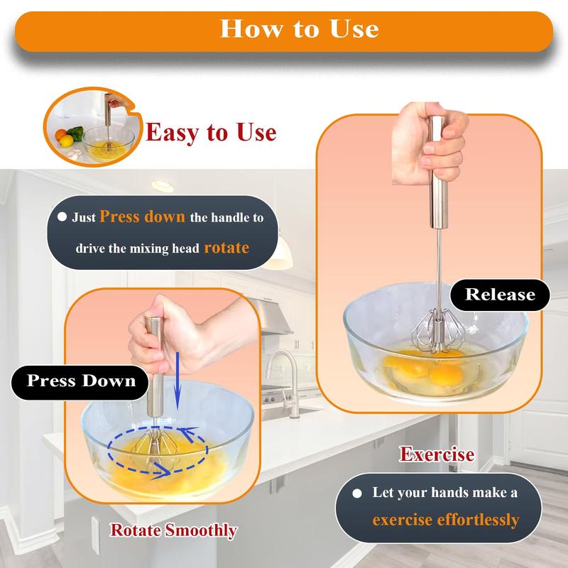 Stainless Steel Semi Automatic Whisk Egg Beater