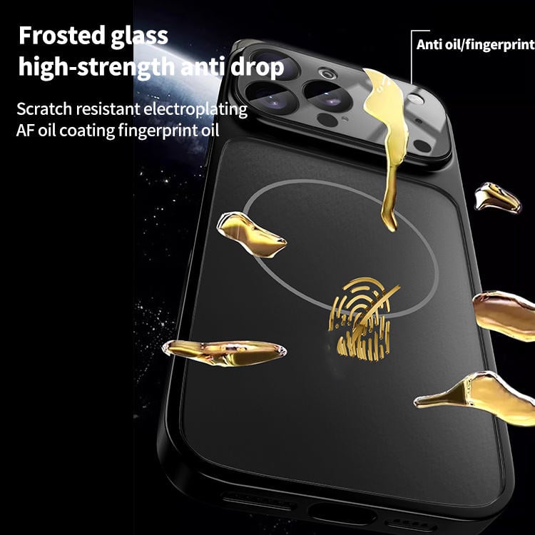 Suitable for iPhone magnetic electroplated frosted glass large window lens film protective case