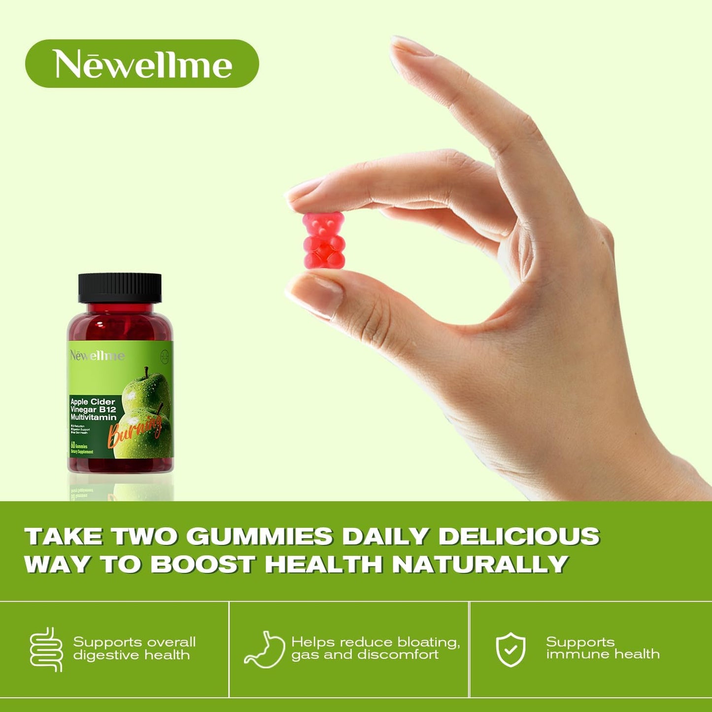 Sugar-Free Apple Cider Vinegar Gummies B12 Multivitamin