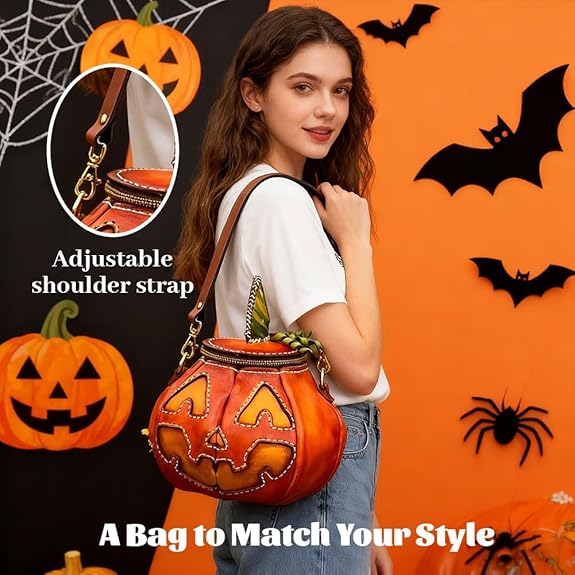 🎃Purely handmade leather Pumpkin Bag-Free Shipping