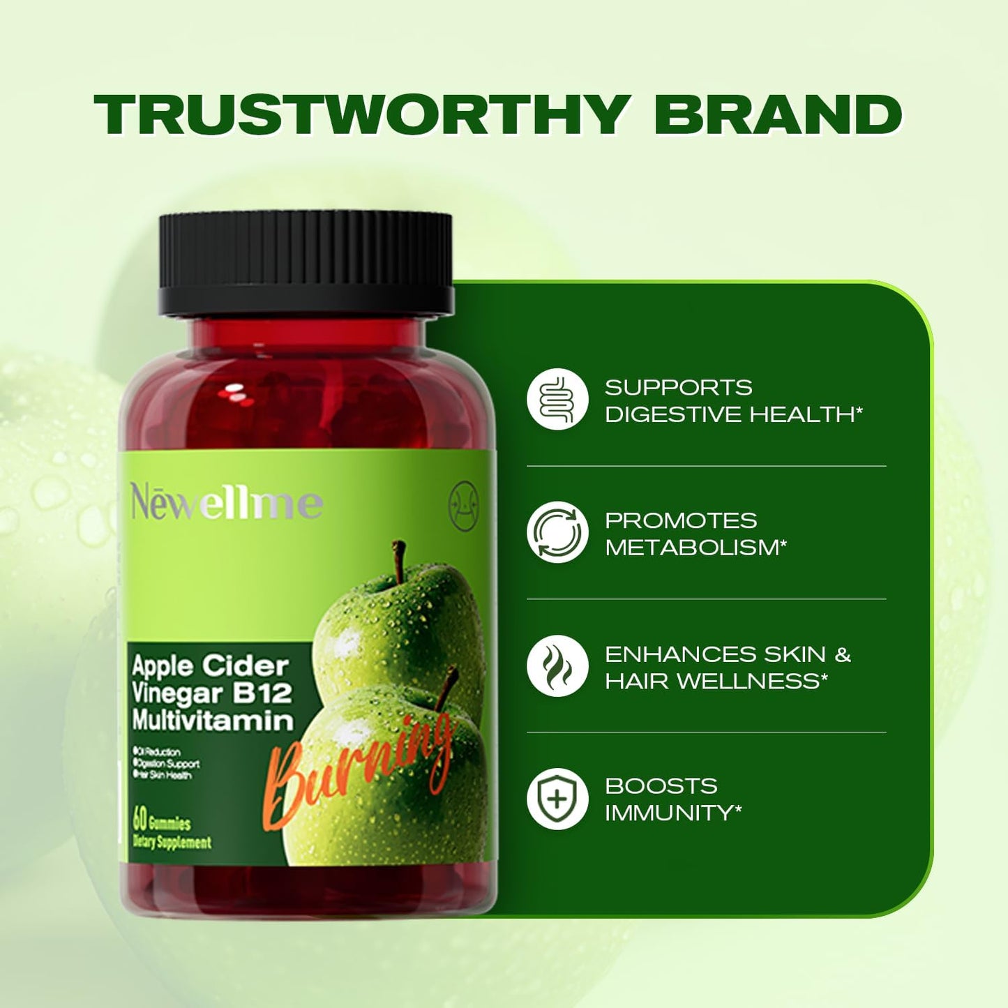 Sugar-Free Apple Cider Vinegar Gummies B12 Multivitamin