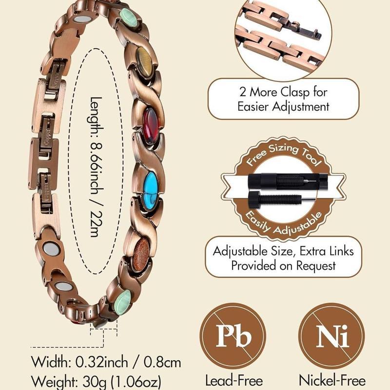 Diystar® Magnetic Copper Bracelet – Pure Solid Copper with 3800 Gauss Powerful Magnets