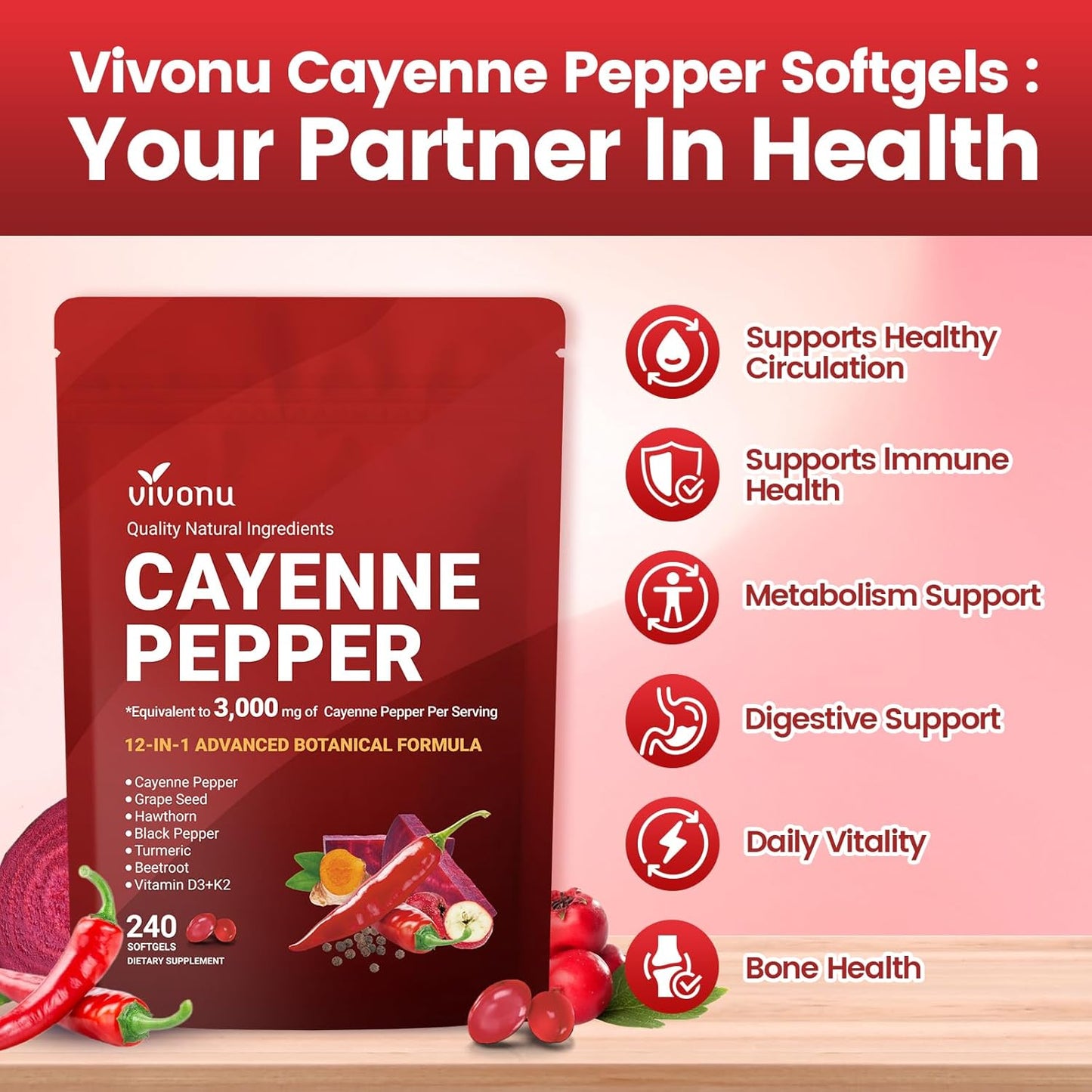 🔥LAST DAY 49%OFF🔥Cayenne Pepper Softgels Supplement