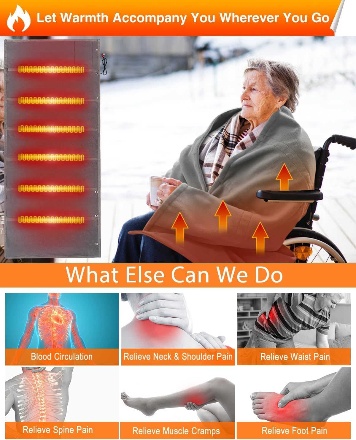 Wearable USB Heated Blanket Shawl