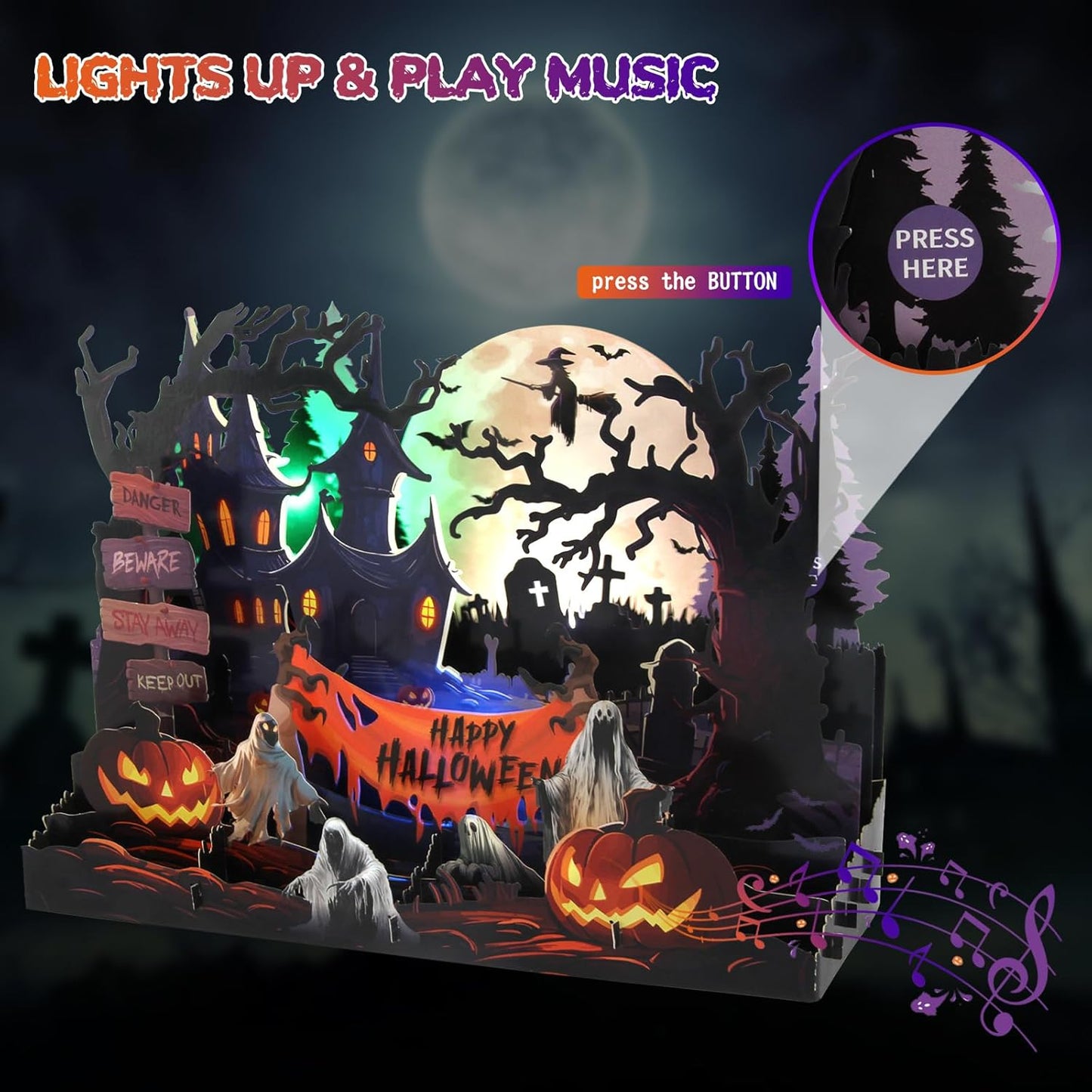 👻Halloween Card with Lights & Spooky Music