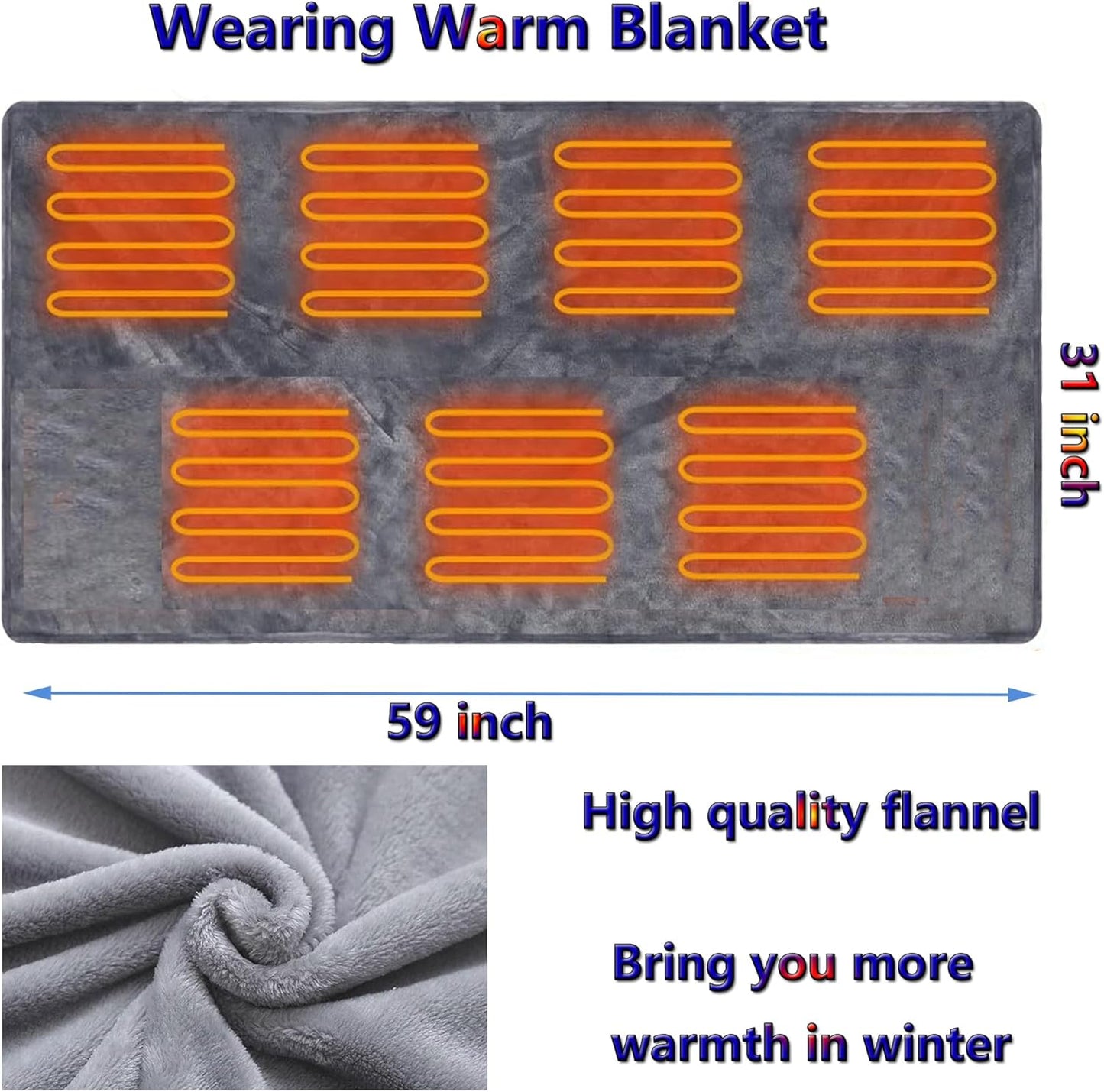 Wearable USB Heated Blanket Shawl