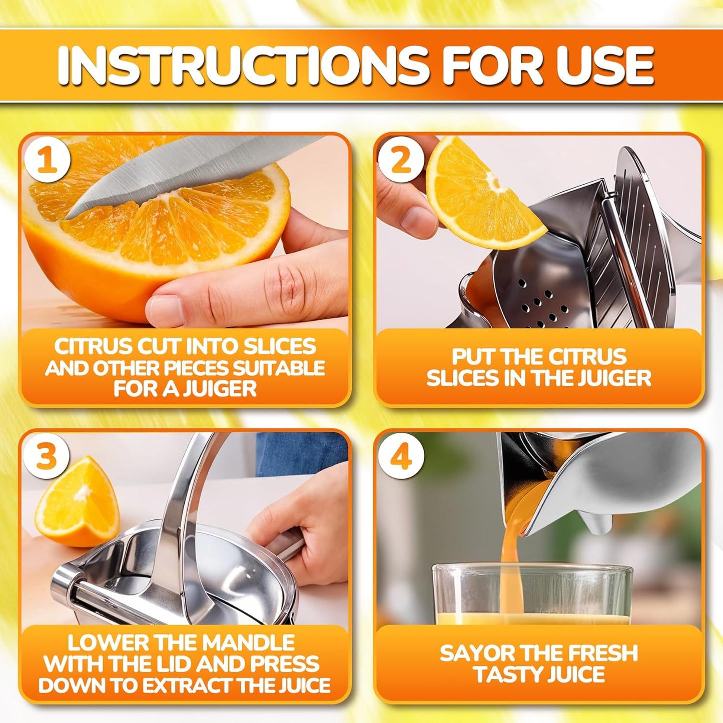 Hand Juicer Squeezer,Aluminum Manual Hand Press Juicer