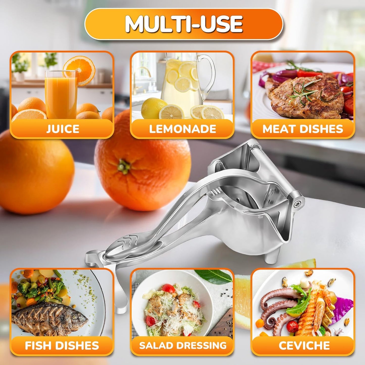 Hand Juicer Squeezer,Aluminum Manual Hand Press Juicer