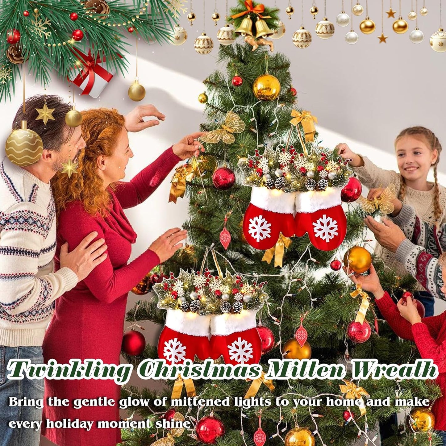 🎅Twinkling Christmas wreath with 120 LED Lights
