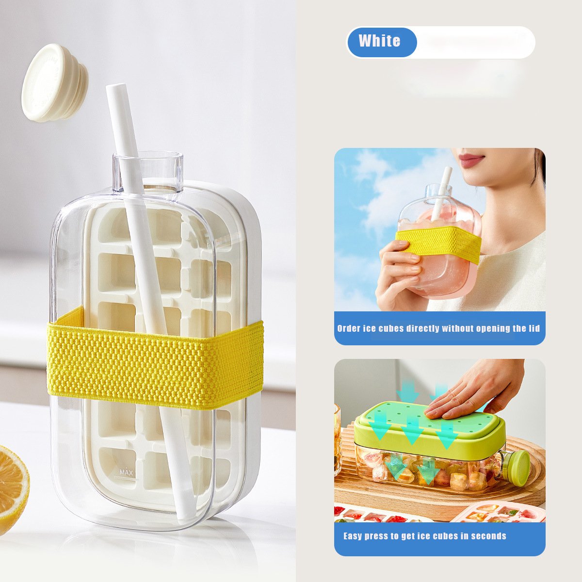 ❄️Summer Sale✨Portable 2 in 1 Silicone Ice Cube Mold Bottle