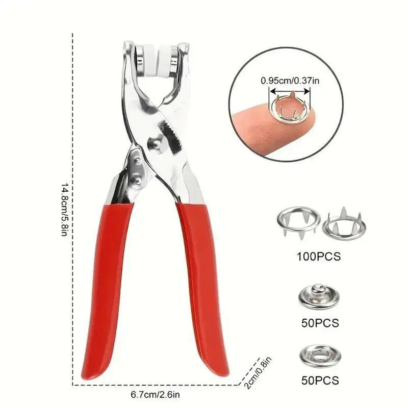 100 Sets Metal Snap Buttons with Fastener Pliers Tool Ki