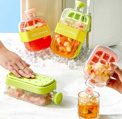 ❄️Summer Sale✨Portable 2 in 1 Silicone Ice Cube Mold Bottle