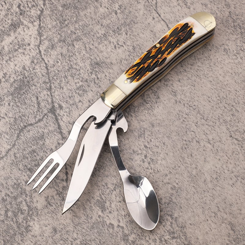 🔥LAST DAY 49%OFF🔥3-in-1 Outdoor Folding Deer Horn Handle  Knife