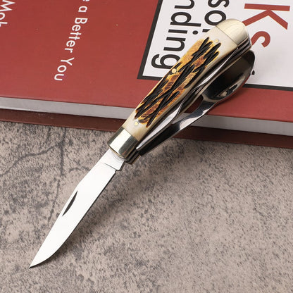 🔥LAST DAY 49%OFF🔥3-in-1 Outdoor Folding Deer Horn Handle  Knife