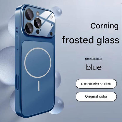 Suitable for iPhone magnetic electroplated frosted glass large window lens film protective case