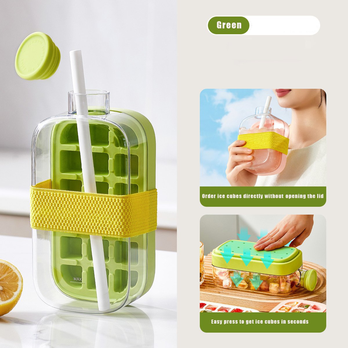 ❄️Summer Sale✨Portable 2 in 1 Silicone Ice Cube Mold Bottle