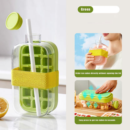 ❄️Summer Sale✨Portable 2 in 1 Silicone Ice Cube Mold Bottle