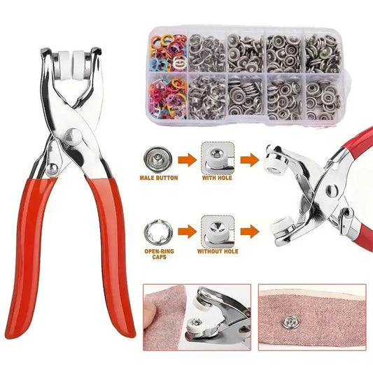 100 Sets Metal Snap Buttons with Fastener Pliers Tool Ki