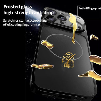 Suitable for iPhone magnetic electroplated frosted glass large window lens film protective case