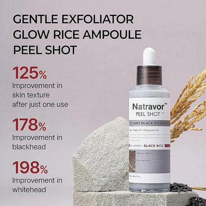 Natravor™ Peel Shot Glow Rice AmpouleDuo -Serums for Brightening, Exfoliating, andMoisturizing-Suitable for All Skin Types