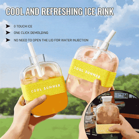 ❄️Summer Sale✨Portable 2 in 1 Silicone Ice Cube Mold Bottle