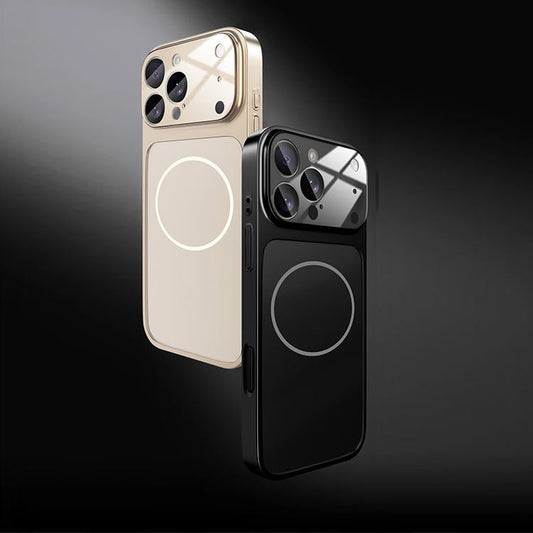Suitable for iPhone magnetic electroplated frosted glass large window lens film protective case