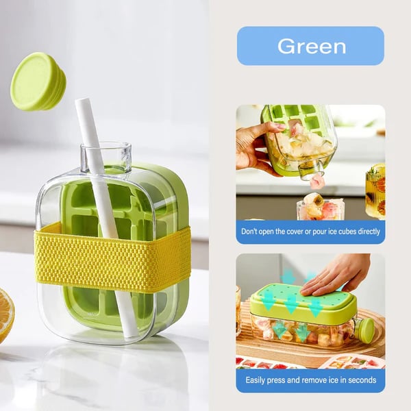 ❄️Summer Sale✨Portable 2 in 1 Silicone Ice Cube Mold Bottle