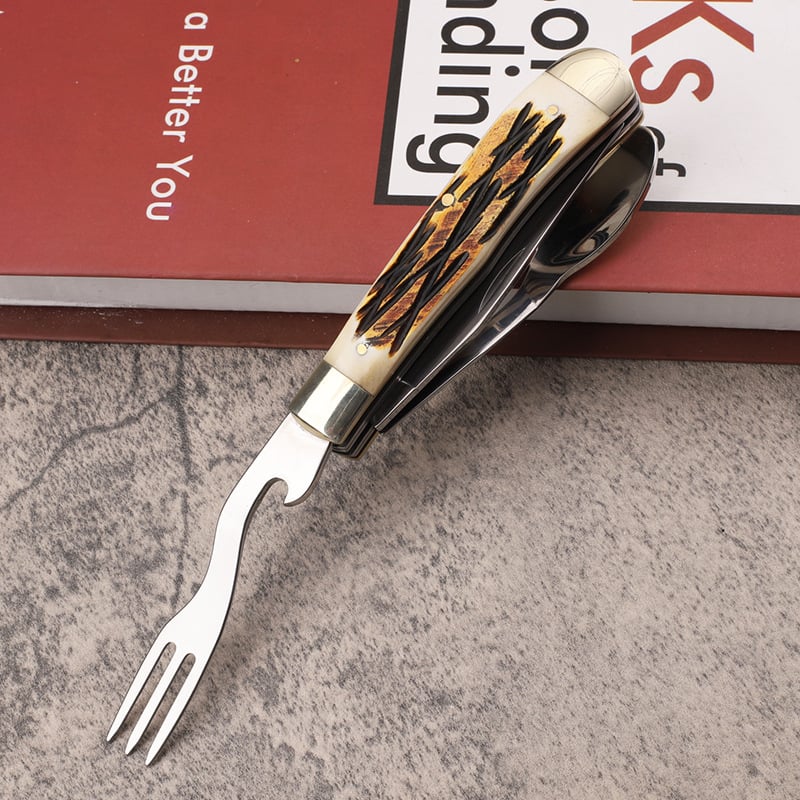 🔥LAST DAY 49%OFF🔥3-in-1 Outdoor Folding Deer Horn Handle  Knife