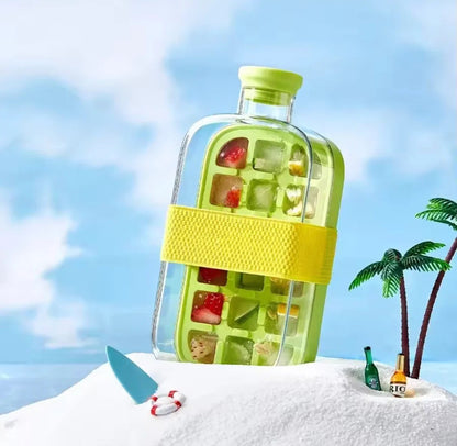 ❄️Summer Sale✨Portable 2 in 1 Silicone Ice Cube Mold Bottle