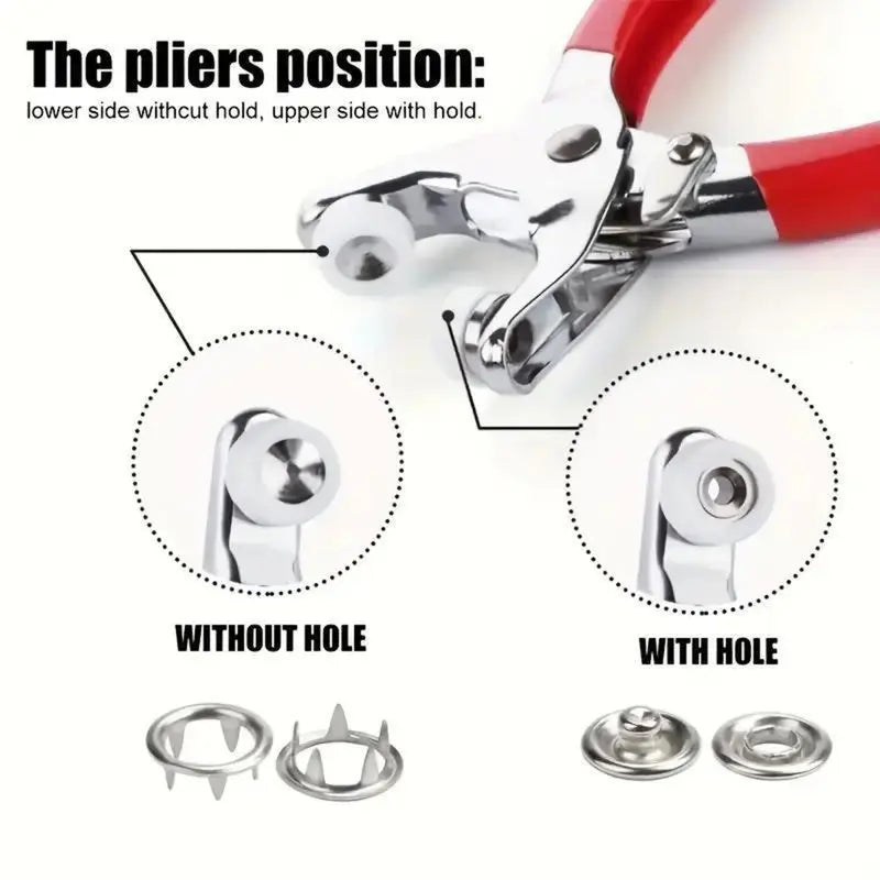 100 Sets Metal Snap Buttons with Fastener Pliers Tool Ki