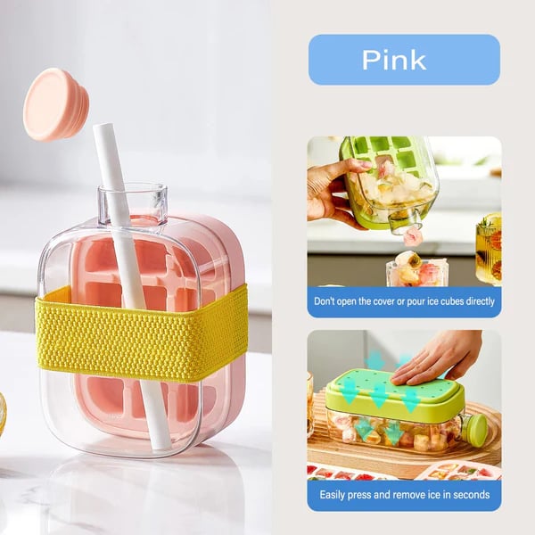 ❄️Summer Sale✨Portable 2 in 1 Silicone Ice Cube Mold Bottle