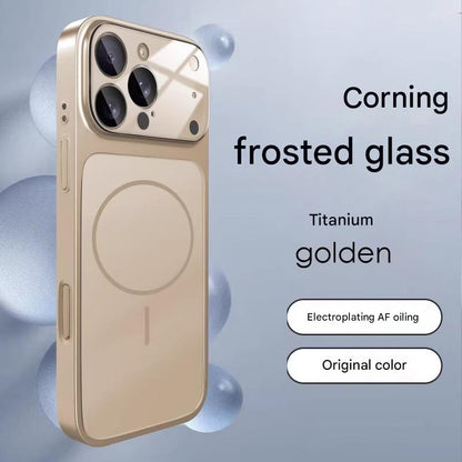 Suitable for iPhone magnetic electroplated frosted glass large window lens film protective case